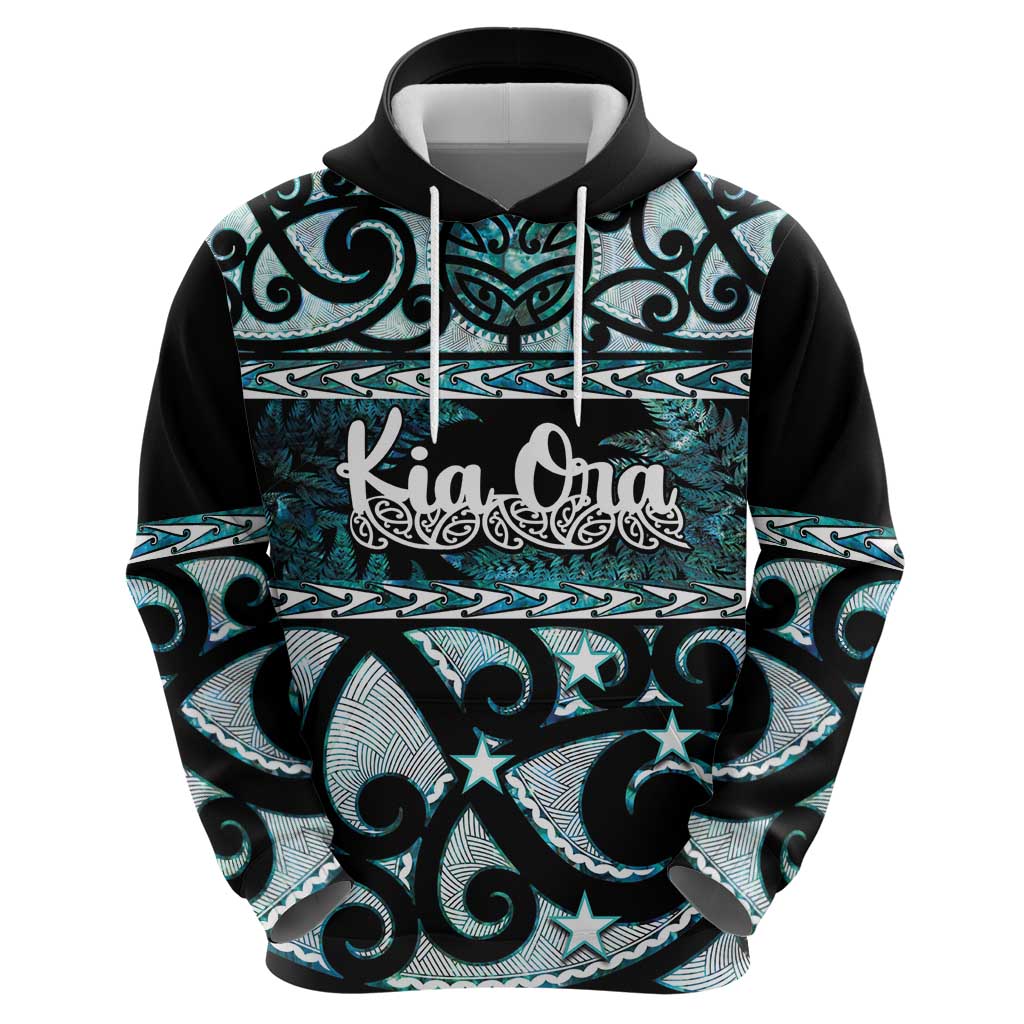 Kia Ora New Zealand Zip Hoodie Aotearoa Proud Maori Paua Shell Silver Fern LT14 - Polynesian Pride