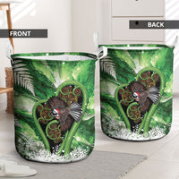 Piwakawaka New Zealand Christmas In July Laundry Basket NZ Aroha Koru Fern Marble Vibes LT14 - Polynesian Pride