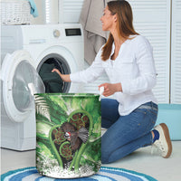 Piwakawaka New Zealand Christmas In July Laundry Basket NZ Aroha Koru Fern Marble Vibes LT14 - Polynesian Pride
