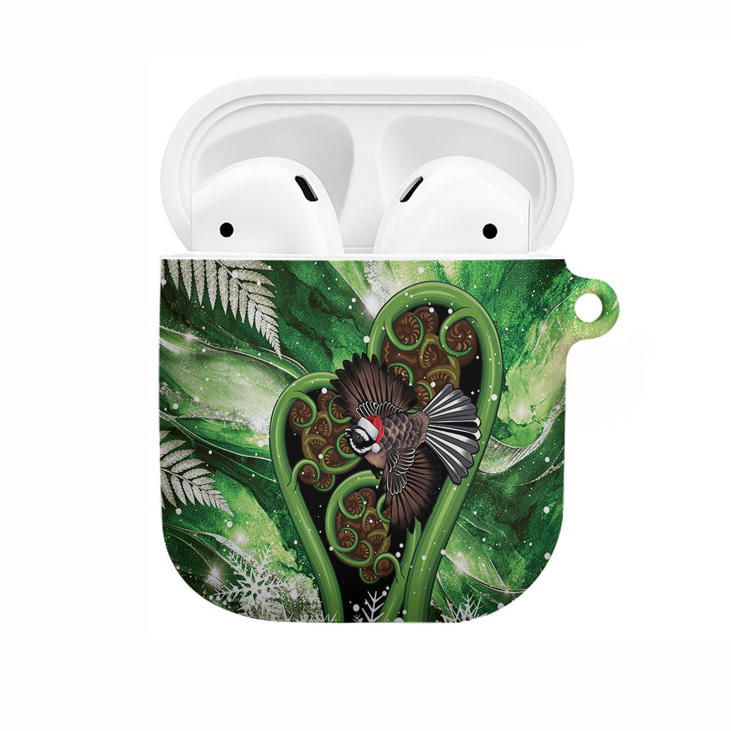 Piwakawaka New Zealand Christmas In July AirPods Case NZ Aroha Koru Fern Marble Vibes LT14 Green - Polynesian Pride