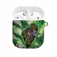 Piwakawaka New Zealand Christmas In July AirPods Case NZ Aroha Koru Fern Marble Vibes LT14 Green - Polynesian Pride