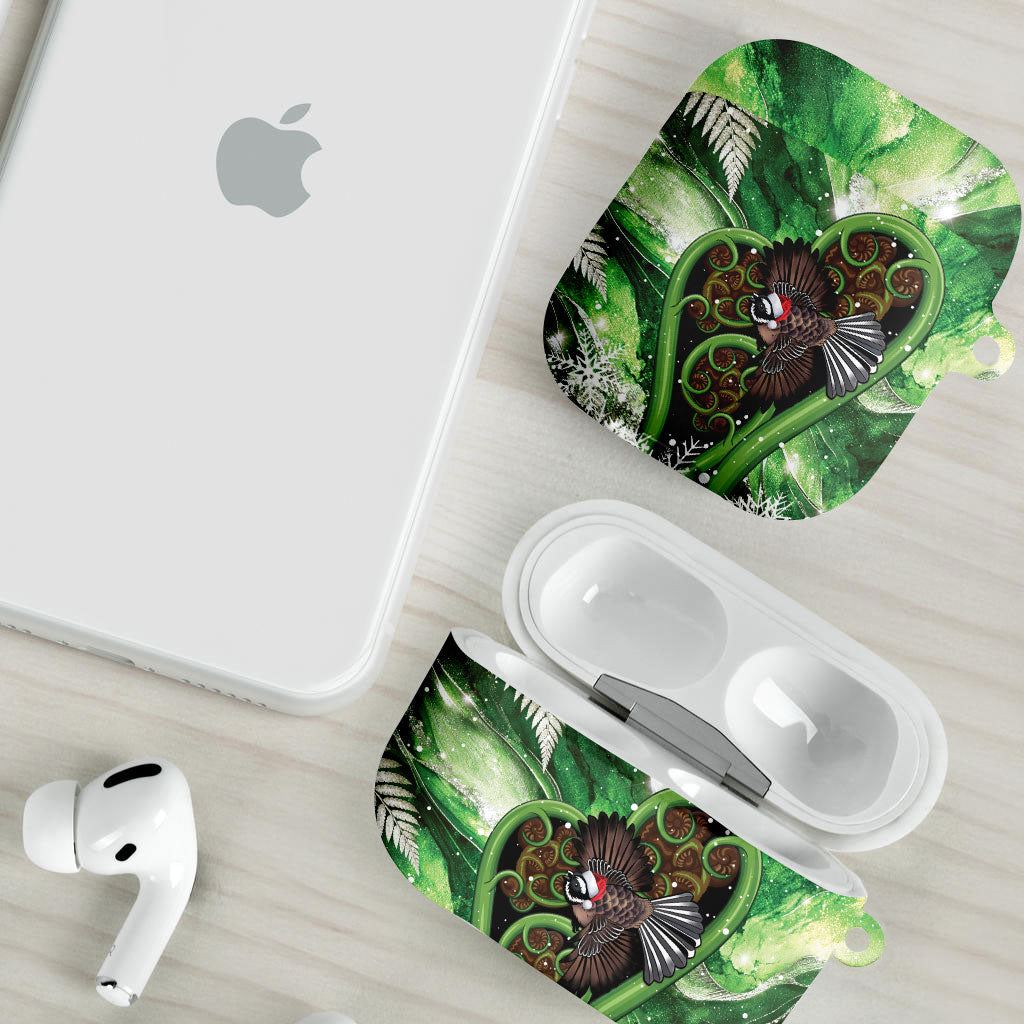 Piwakawaka New Zealand Christmas In July AirPods Case NZ Aroha Koru Fern Marble Vibes LT14 - Polynesian Pride