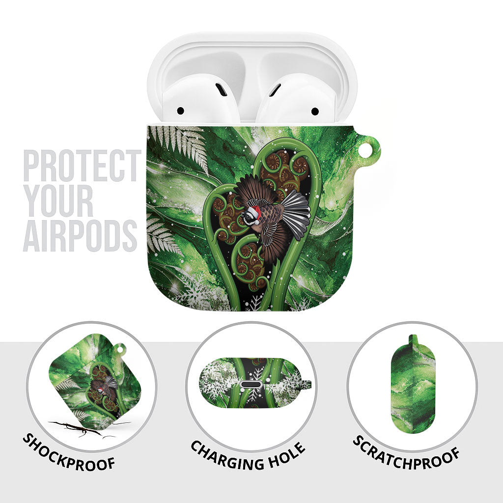 Piwakawaka New Zealand Christmas In July AirPods Case NZ Aroha Koru Fern Marble Vibes LT14 - Polynesian Pride
