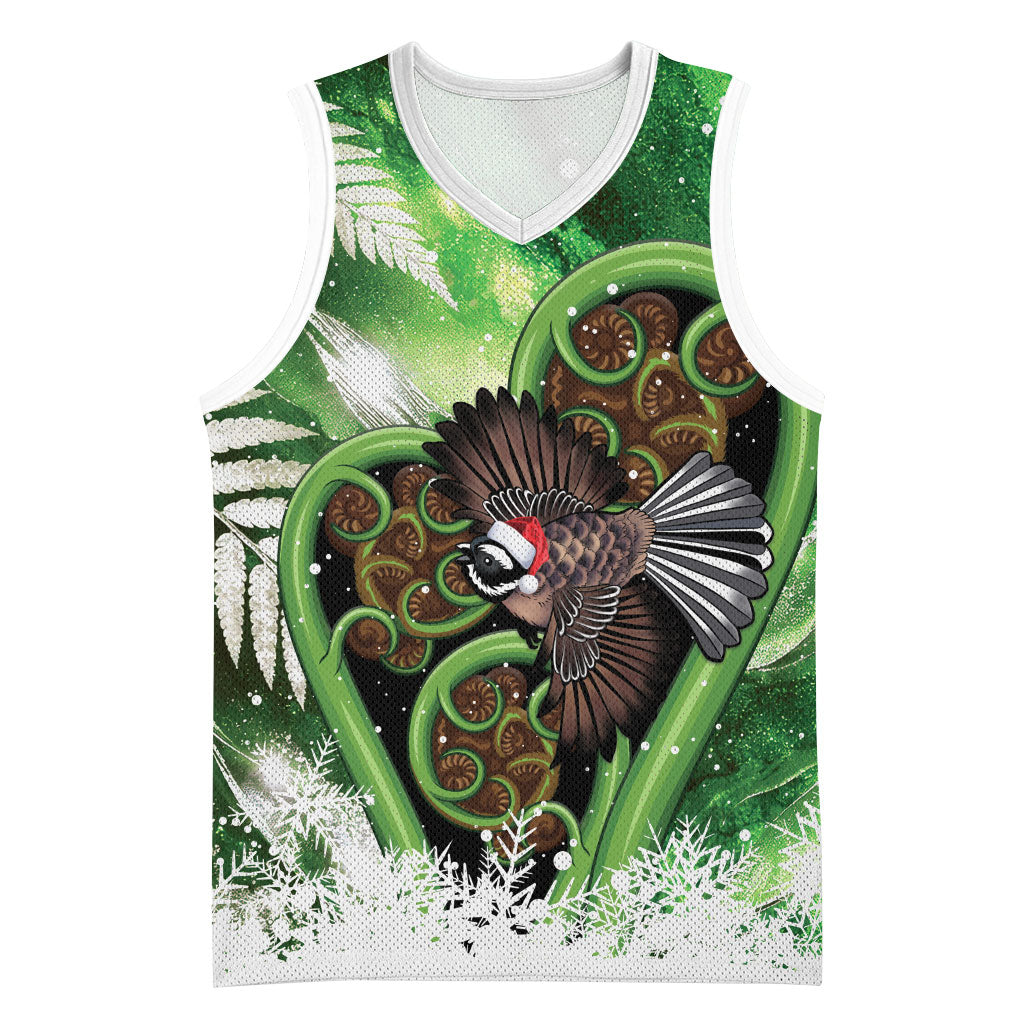 Piwakawaka New Zealand Christmas In July Basketball Jersey NZ Aroha Koru Fern Marble Vibes LT14 Unisex Green - Polynesian Pride