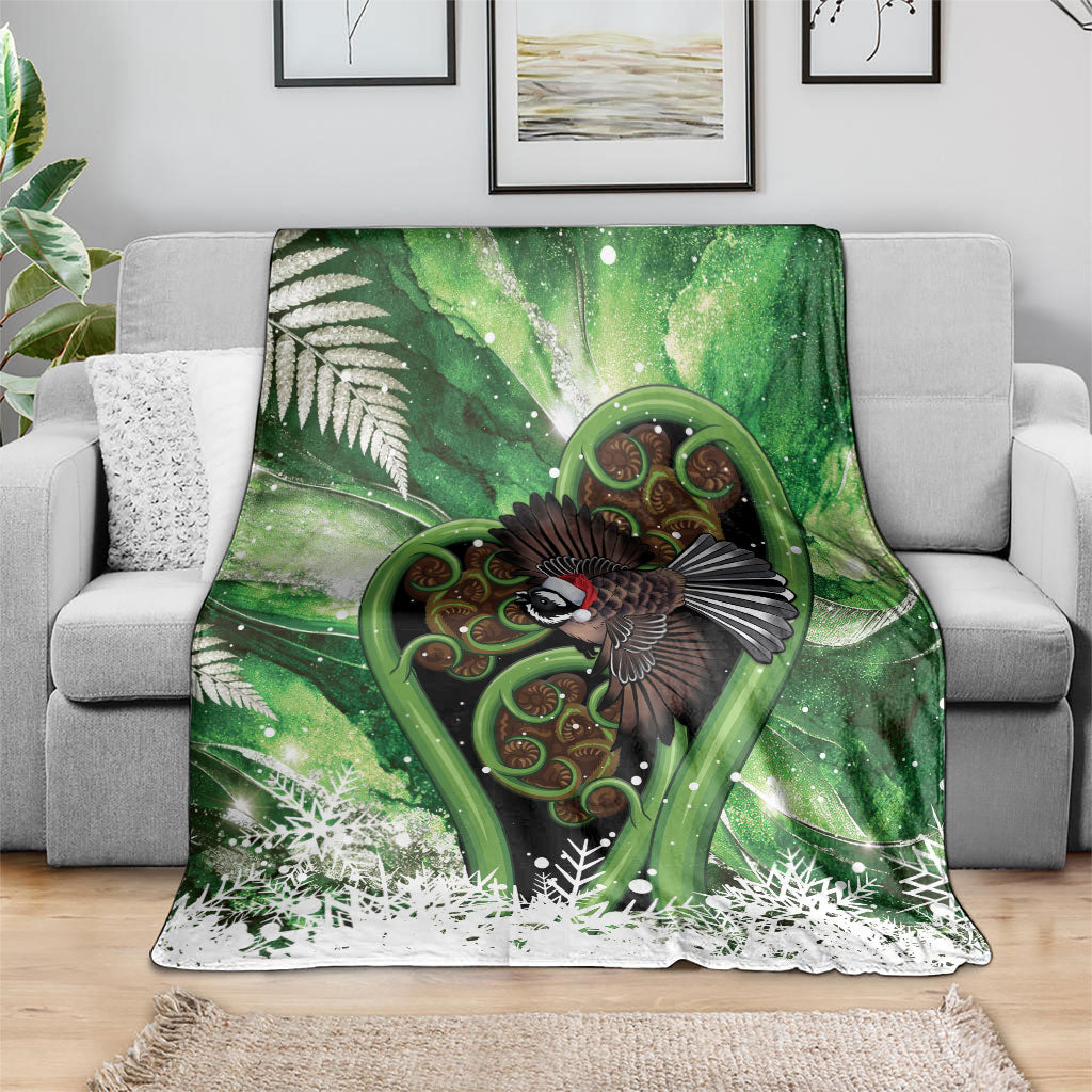 Piwakawaka New Zealand Christmas In July Blanket NZ Aroha Koru Fern Marble Vibes LT14 - Polynesian Pride