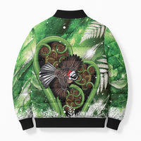 Piwakawaka New Zealand Christmas In July Bomber Puffer Jacket NZ Aroha Koru Fern Marble Vibes LT14 - Polynesian Pride