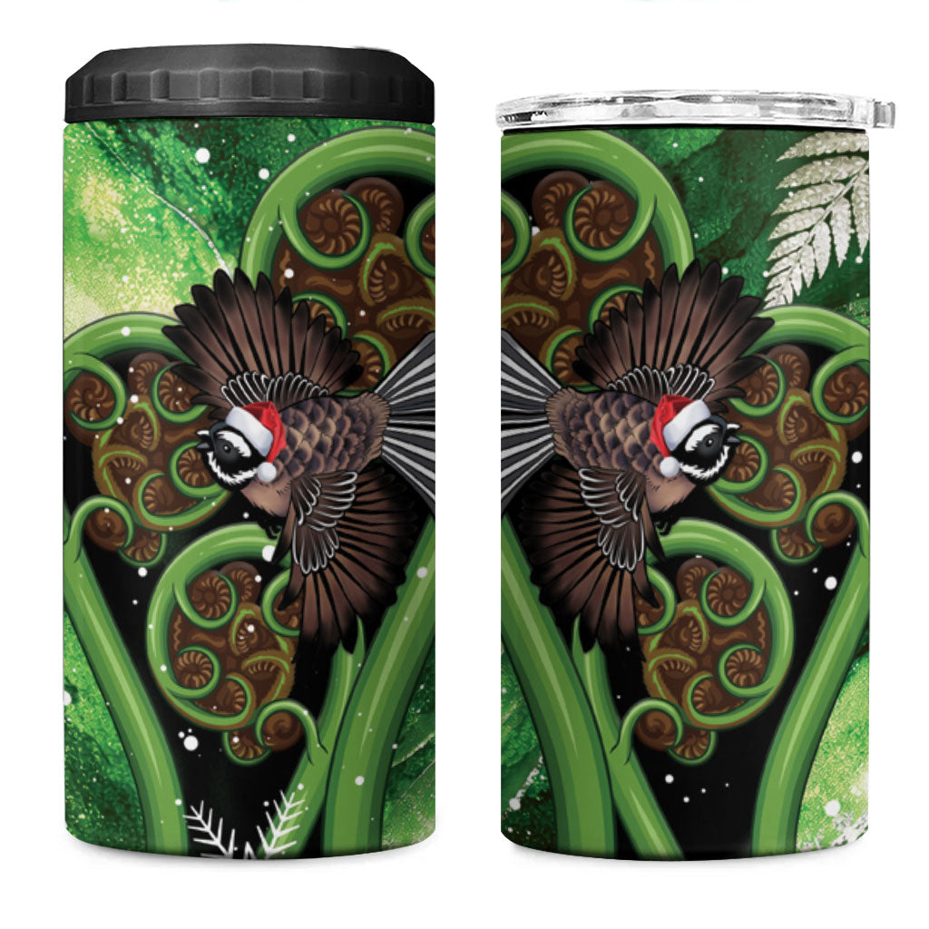 Piwakawaka New Zealand Christmas In July 4 in 1 Can Cooler Tumbler NZ Aroha Koru Fern Marble Vibes LT14 One Size: 16 oz Green - Polynesian Pride