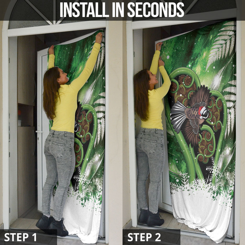 Piwakawaka New Zealand Christmas In July Door Cover NZ Aroha Koru Fern Marble Vibes LT14 - Polynesian Pride