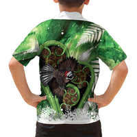 Piwakawaka New Zealand Christmas In July Family Matching Summer Maxi Dress and Hawaiian Shirt NZ Aroha Koru Fern Marble Vibes LT14 - Polynesian Pride