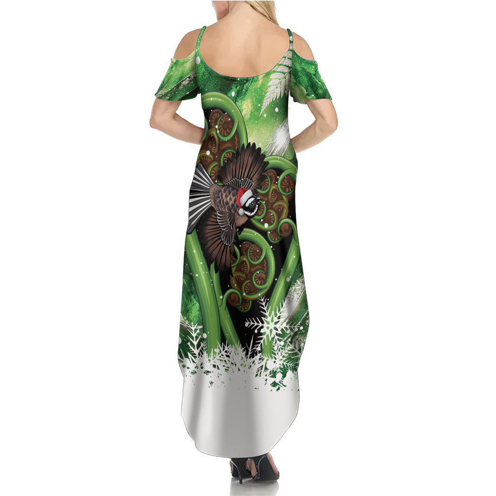 Piwakawaka New Zealand Christmas In July Family Matching Summer Maxi Dress and Hawaiian Shirt NZ Aroha Koru Fern Marble Vibes LT14 - Polynesian Pride