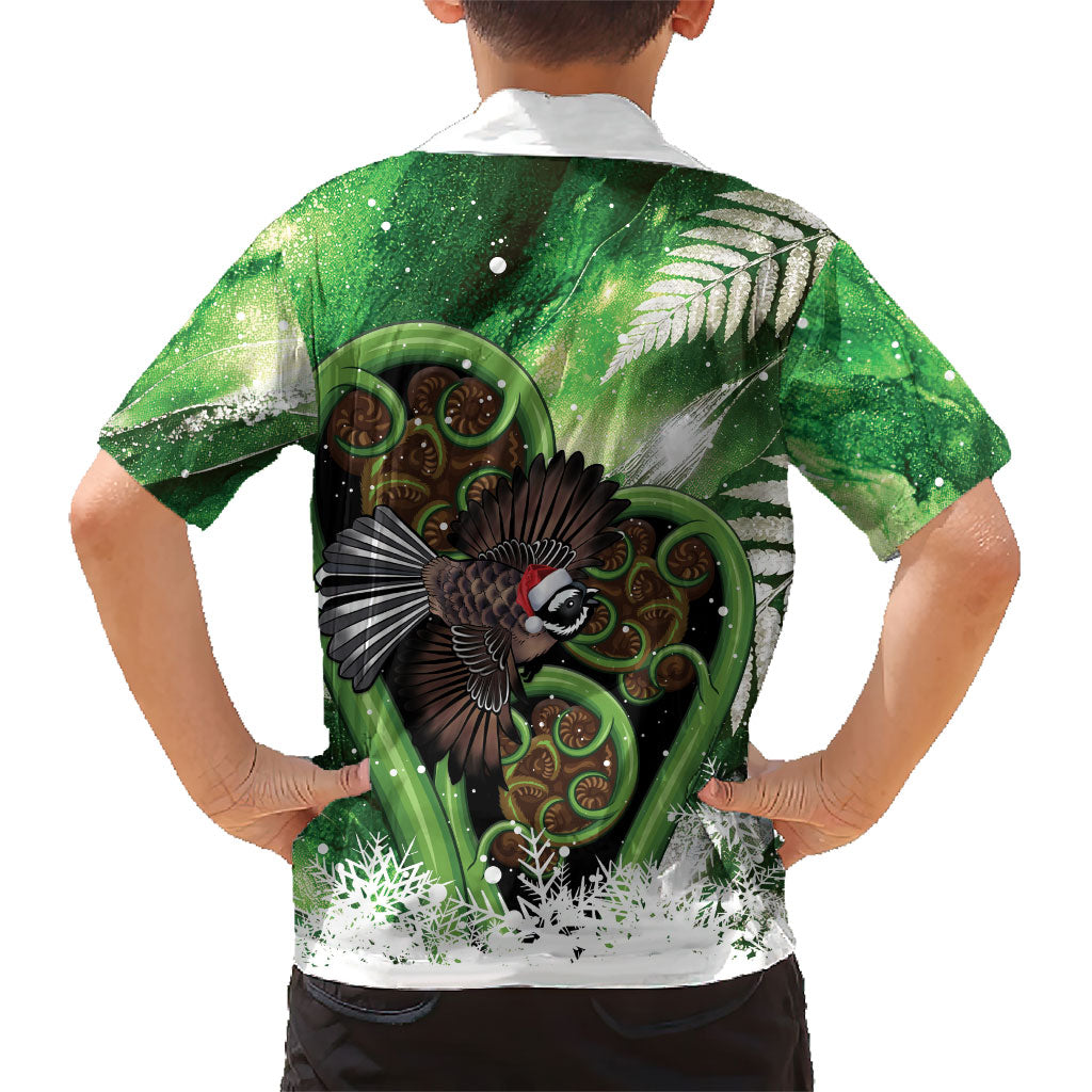 Piwakawaka New Zealand Christmas In July Family Matching Tank Maxi Dress and Hawaiian Shirt NZ Aroha Koru Fern Marble Vibes LT14 - Polynesian Pride
