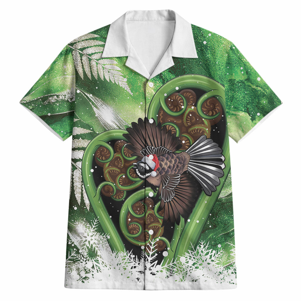 Piwakawaka New Zealand Christmas In July Hawaiian Shirt NZ Aroha Koru Fern Marble Vibes LT14 Green - Polynesian Pride