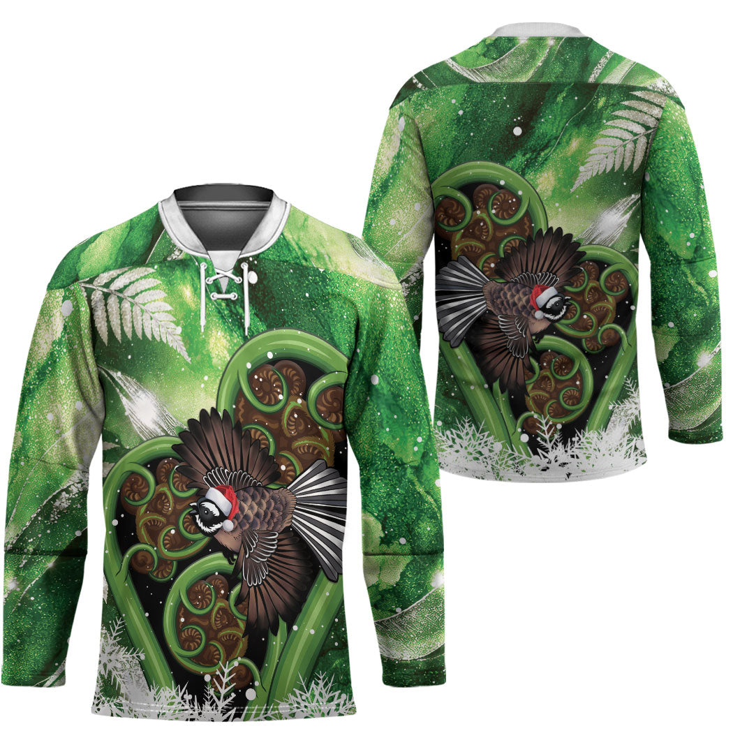 Piwakawaka New Zealand Christmas In July Hockey Jersey NZ Aroha Koru Fern Marble Vibes LT14 - Polynesian Pride