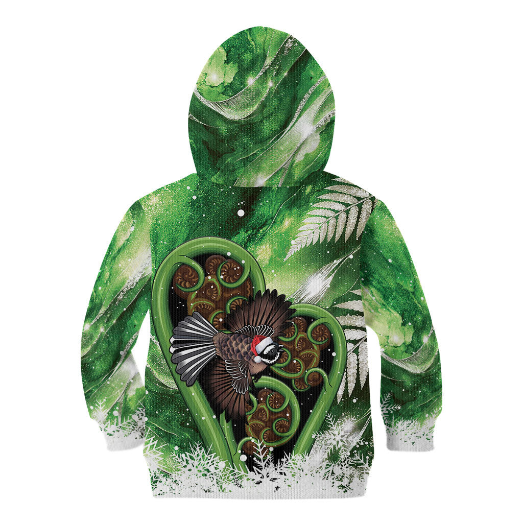 Piwakawaka New Zealand Christmas In July Kid Hoodie NZ Aroha Koru Fern Marble Vibes LT14 - Polynesian Pride
