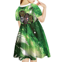 Piwakawaka New Zealand Christmas In July Kid Short Sleeve Dress NZ Aroha Koru Fern Marble Vibes LT14 - Polynesian Pride