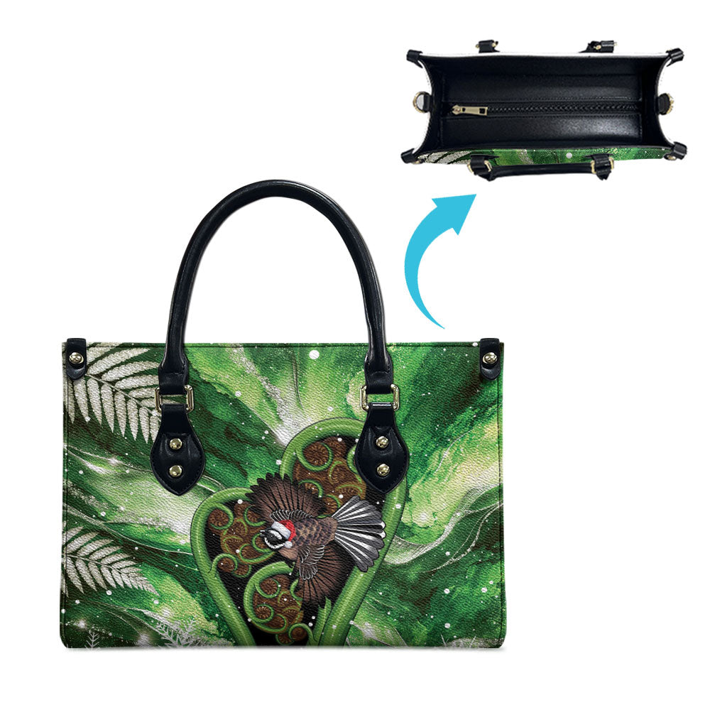 Piwakawaka New Zealand Christmas In July Leather Bag NZ Aroha Koru Fern Marble Vibes LT14 - Polynesian Pride
