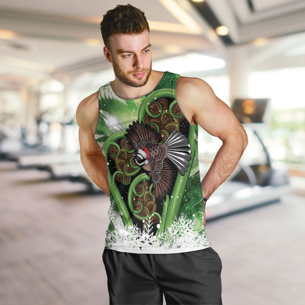 Piwakawaka New Zealand Christmas In July Men Tank Top NZ Aroha Koru Fern Marble Vibes LT14 Green - Polynesian Pride