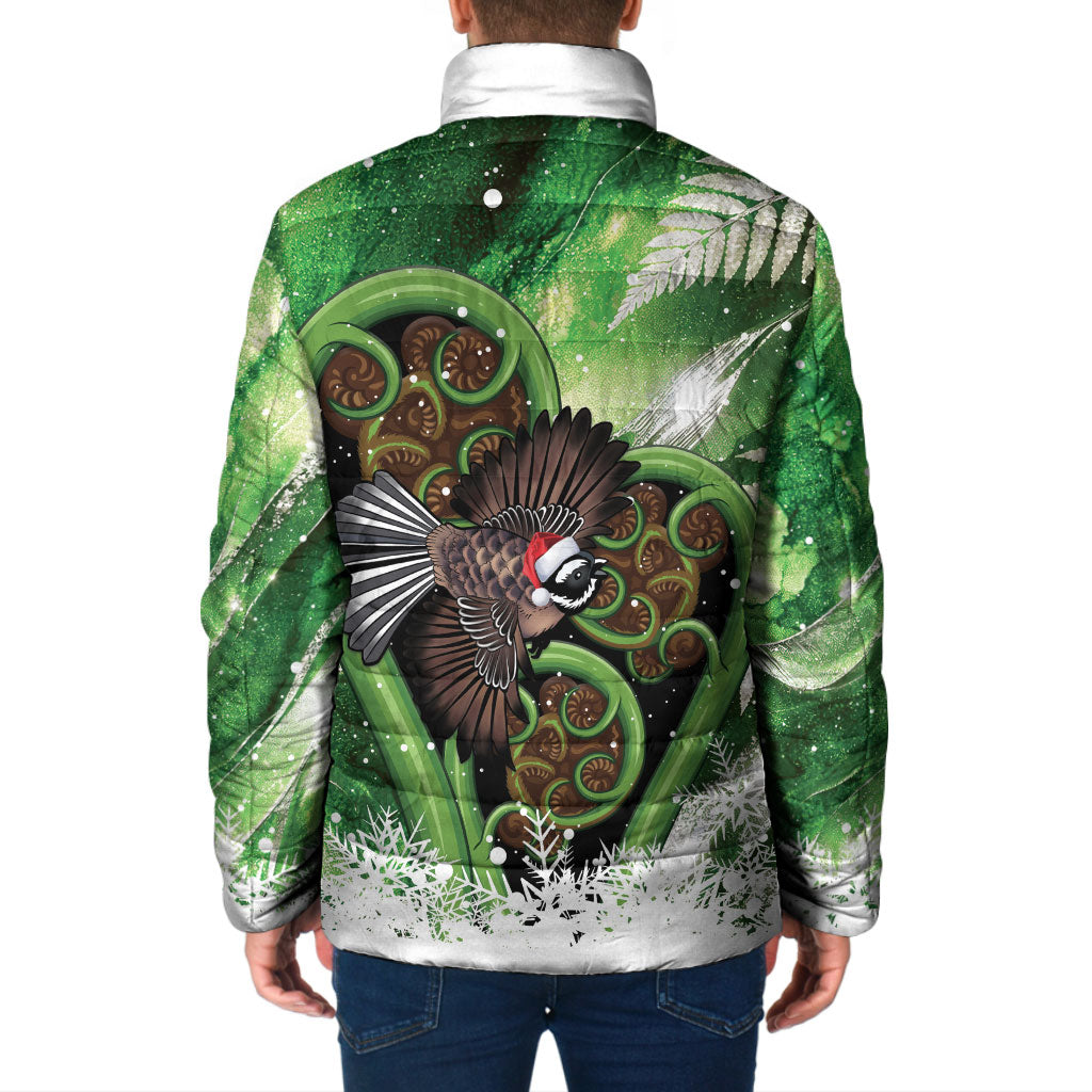 Piwakawaka New Zealand Christmas In July Padded Jacket NZ Aroha Koru Fern Marble Vibes LT14 - Polynesian Pride