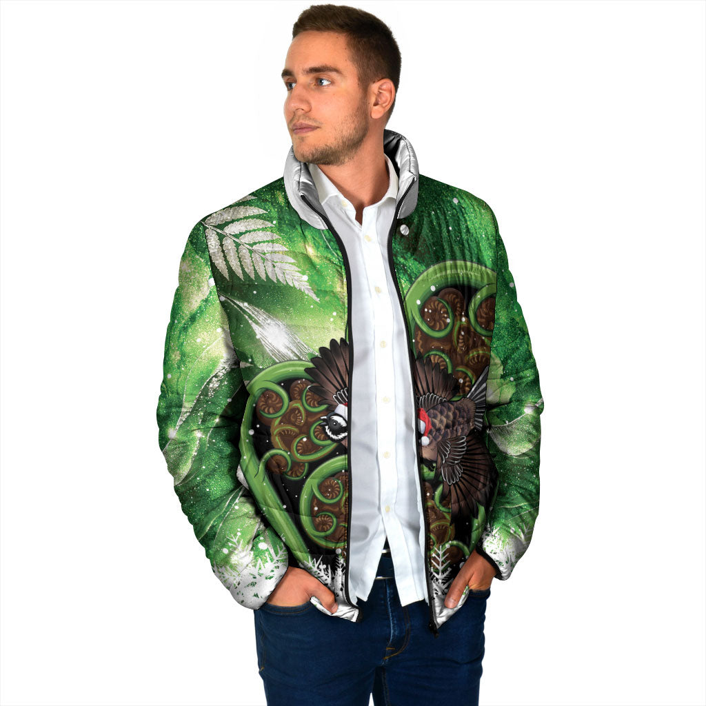 Piwakawaka New Zealand Christmas In July Padded Jacket NZ Aroha Koru Fern Marble Vibes LT14 - Polynesian Pride