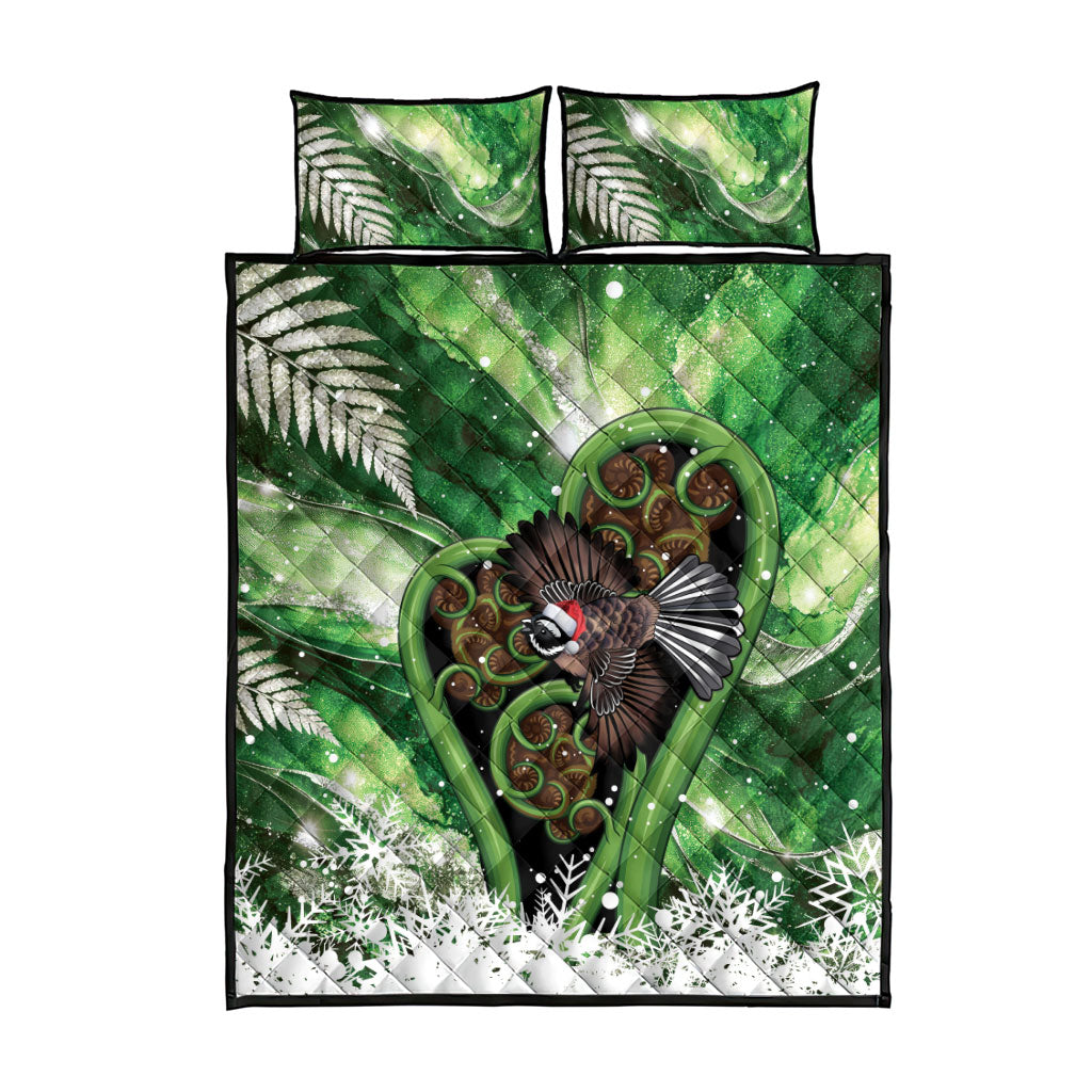 Piwakawaka New Zealand Christmas In July Quilt Bed Set NZ Aroha Koru Fern Marble Vibes LT14 - Polynesian Pride