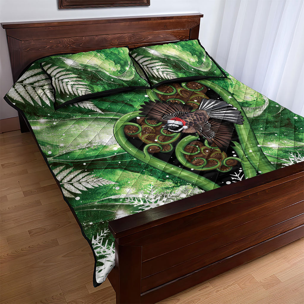 Piwakawaka New Zealand Christmas In July Quilt Bed Set NZ Aroha Koru Fern Marble Vibes LT14 - Polynesian Pride