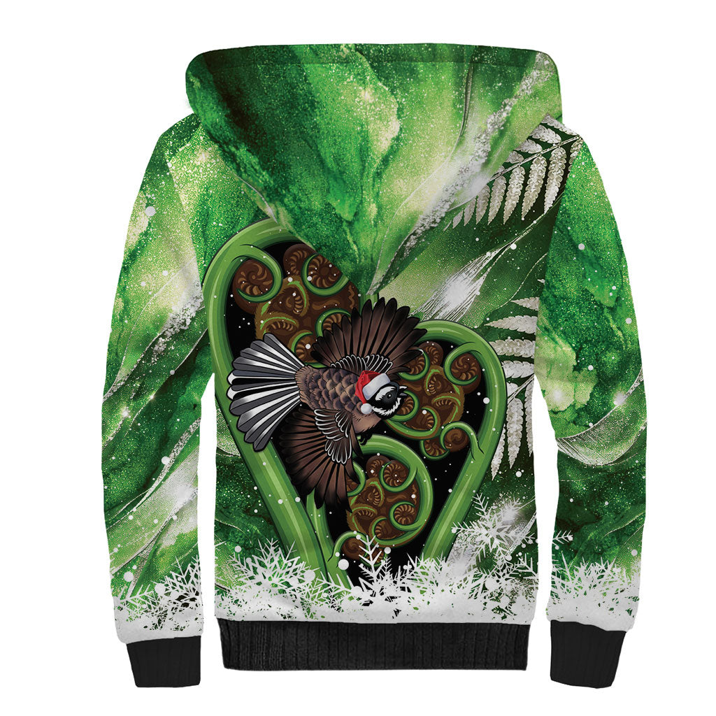 Piwakawaka New Zealand Christmas In July Sherpa Hoodie NZ Aroha Koru Fern Marble Vibes LT14 - Polynesian Pride