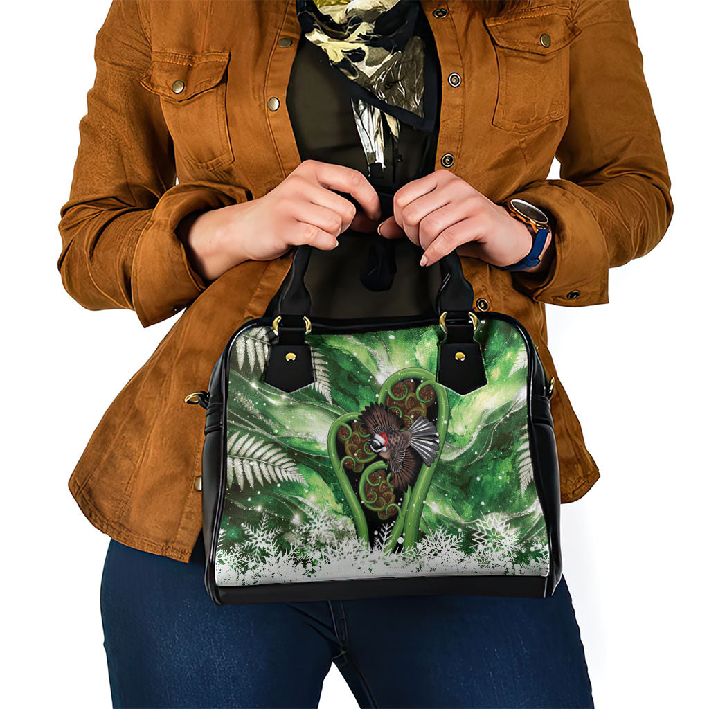 Piwakawaka New Zealand Christmas In July Shoulder Handbag NZ Aroha Koru Fern Marble Vibes LT14 - Polynesian Pride