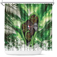 Piwakawaka New Zealand Christmas In July Shower Curtain NZ Aroha Koru Fern Marble Vibes LT14 Green - Polynesian Pride