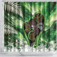 Piwakawaka New Zealand Christmas In July Shower Curtain NZ Aroha Koru Fern Marble Vibes LT14 - Polynesian Pride