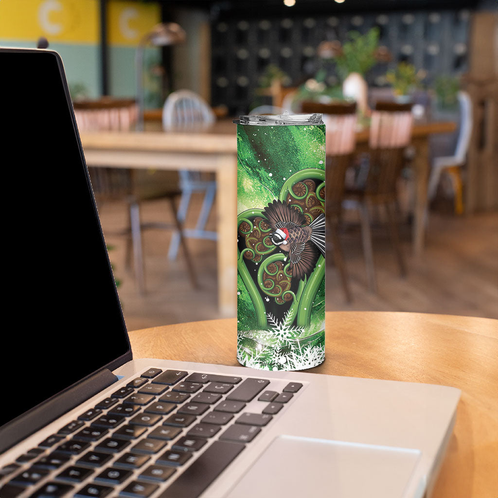 Piwakawaka New Zealand Christmas In July Skinny Tumbler NZ Aroha Koru Fern Marble Vibes LT14 - Polynesian Pride