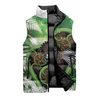 Piwakawaka New Zealand Christmas In July Sleeveless Puffer Jacket NZ Aroha Koru Fern Marble Vibes LT14 - Polynesian Pride