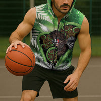 Piwakawaka New Zealand Christmas In July Sleeveless Zip Hoodie NZ Aroha Koru Fern Marble Vibes LT14 - Polynesian Pride