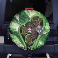 Piwakawaka New Zealand Christmas In July Spare Tire Cover NZ Aroha Koru Fern Marble Vibes LT14 No hole Green - Polynesian Pride
