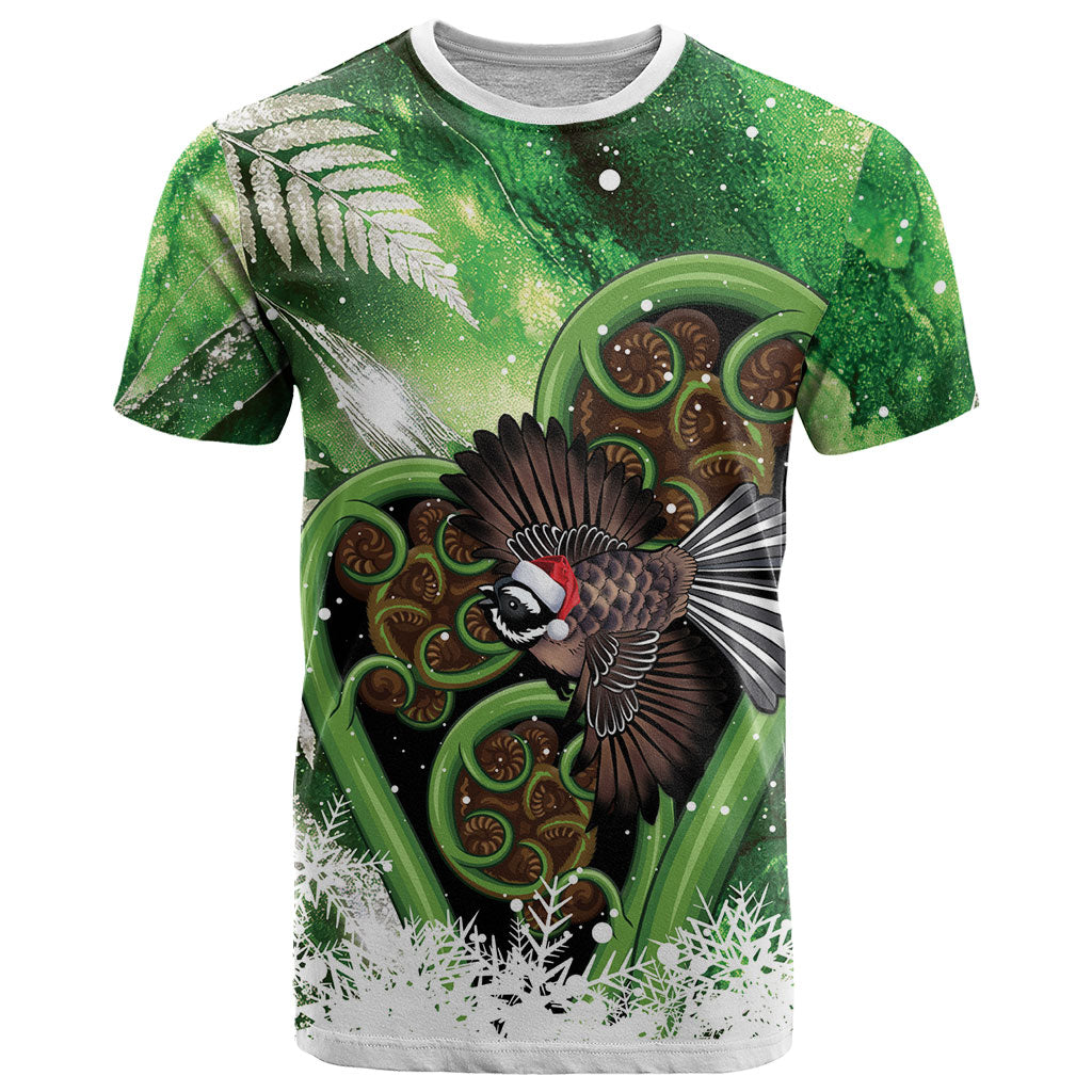 Piwakawaka New Zealand Christmas In July T Shirt NZ Aroha Koru Fern Marble Vibes LT14 Green - Polynesian Pride