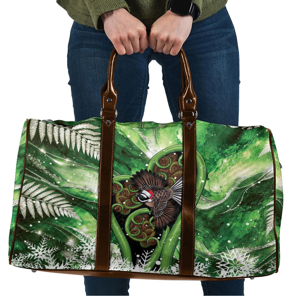 Piwakawaka New Zealand Christmas In July Travel Bag NZ Aroha Koru Fern Marble Vibes LT14 Green - Polynesian Pride