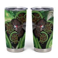 Piwakawaka New Zealand Christmas In July Tumbler Cup NZ Aroha Koru Fern Marble Vibes LT14 Green - Polynesian Pride