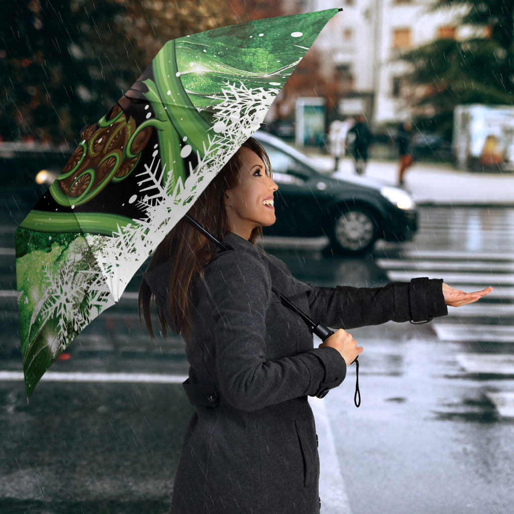Piwakawaka New Zealand Christmas In July Umbrella NZ Aroha Koru Fern Marble Vibes LT14 - Polynesian Pride