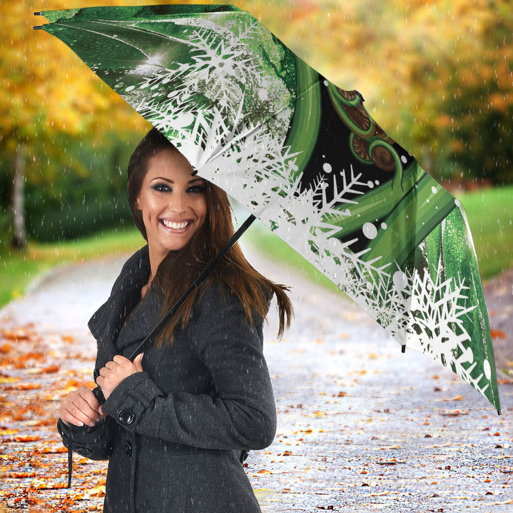 Piwakawaka New Zealand Christmas In July Umbrella NZ Aroha Koru Fern Marble Vibes LT14 - Polynesian Pride