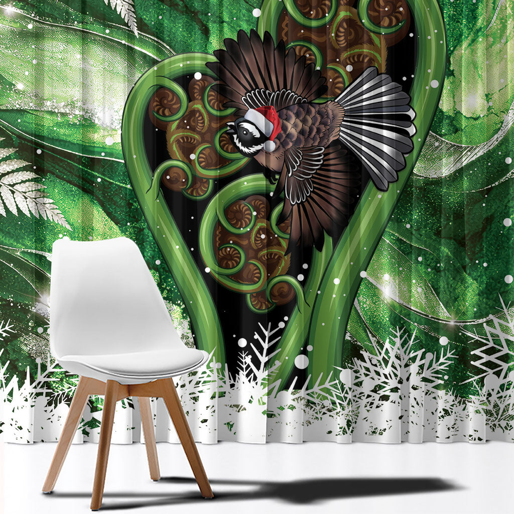 Piwakawaka New Zealand Christmas In July Window Curtain NZ Aroha Koru Fern Marble Vibes LT14 - Polynesian Pride