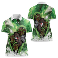 Piwakawaka New Zealand Christmas In July Women Polo Shirt NZ Aroha Koru Fern Marble Vibes LT14 - Polynesian Pride