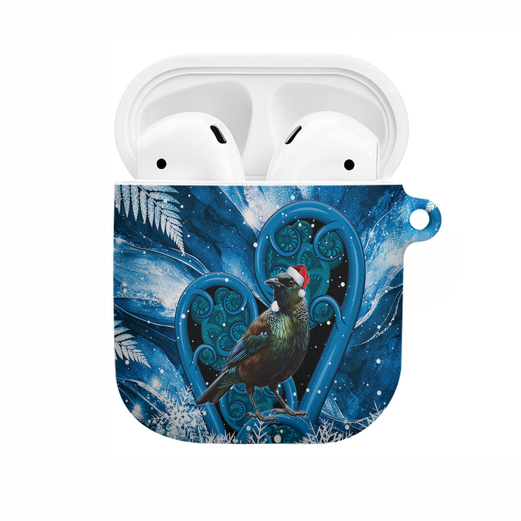 Tui Bird New Zealand Christmas In July AirPods Case NZ Aroha Koru Fern Marble Vibes LT14 Blue - Polynesian Pride