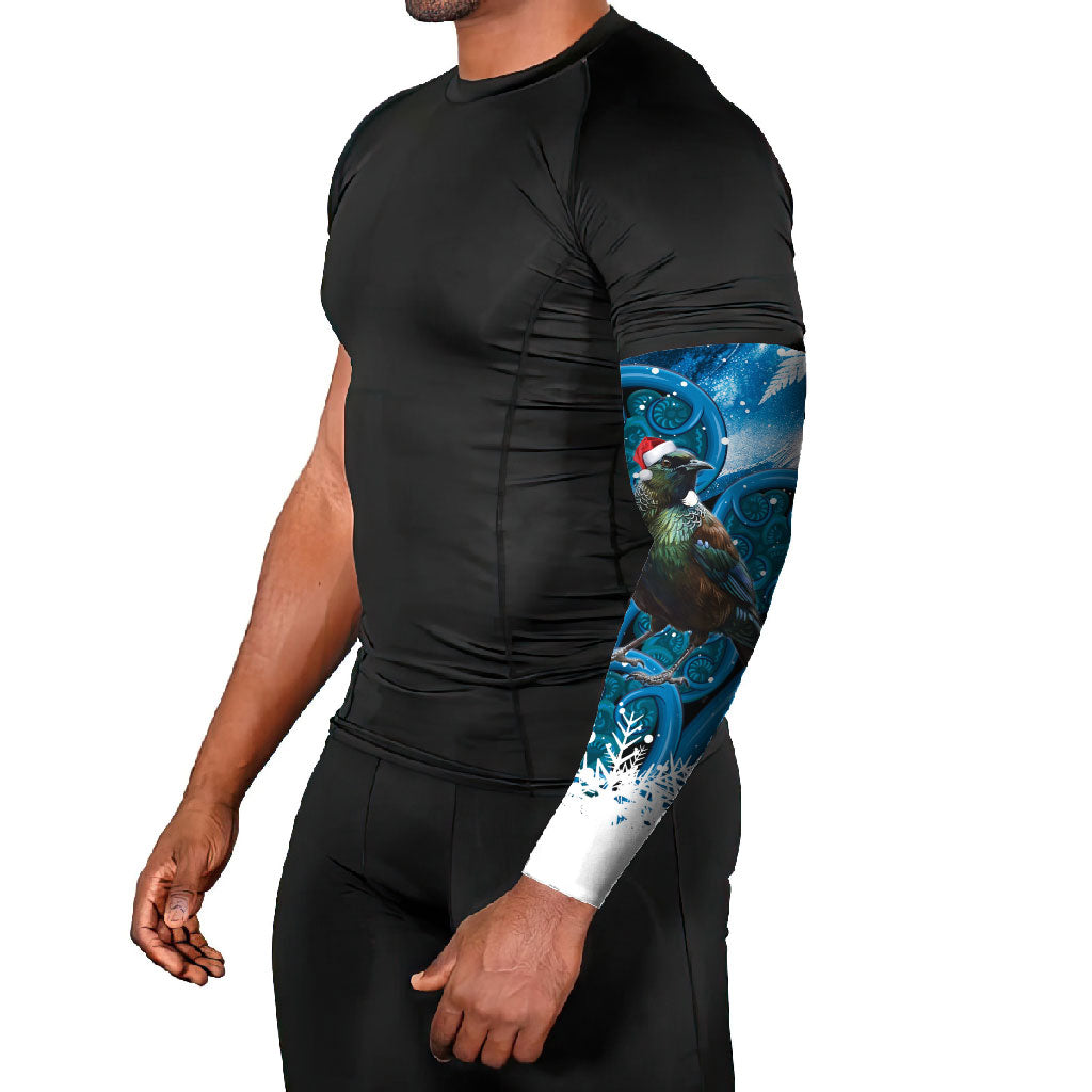 Tui Bird New Zealand Christmas In July Arm Sleeves NZ Aroha Koru Fern Marble Vibes LT14 - Polynesian Pride