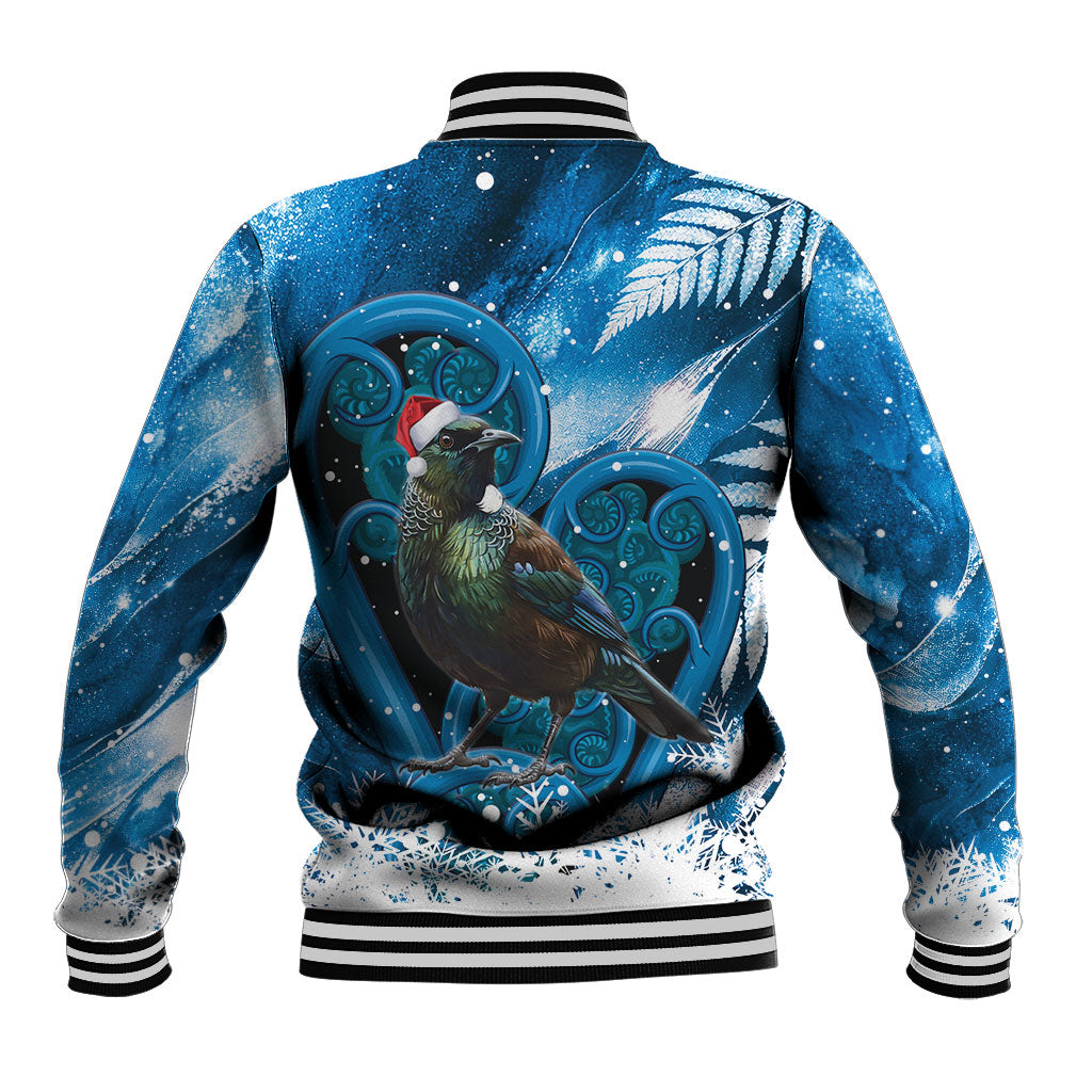 Tui Bird New Zealand Christmas In July Baseball Jacket NZ Aroha Koru Fern Marble Vibes LT14 - Polynesian Pride