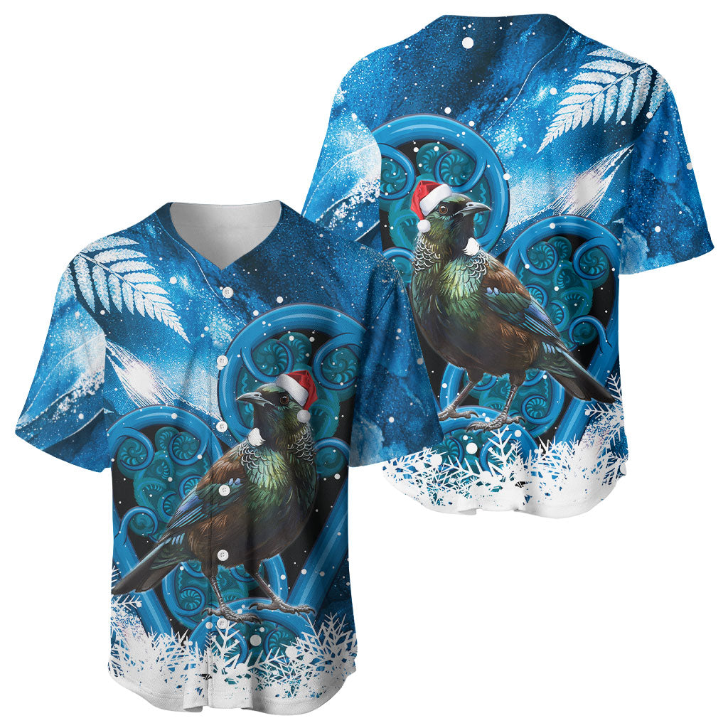 Tui Bird New Zealand Christmas In July Baseball Jersey NZ Aroha Koru Fern Marble Vibes LT14 - Polynesian Pride