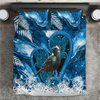 Tui Bird New Zealand Christmas In July Bedding Set NZ Aroha Koru Fern Marble Vibes LT14 Blue - Polynesian Pride