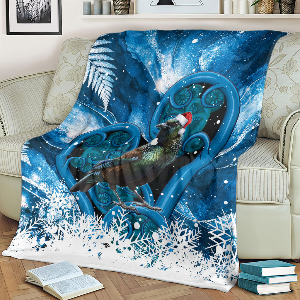 Tui Bird New Zealand Christmas In July Blanket NZ Aroha Koru Fern Marble Vibes LT14 - Polynesian Pride