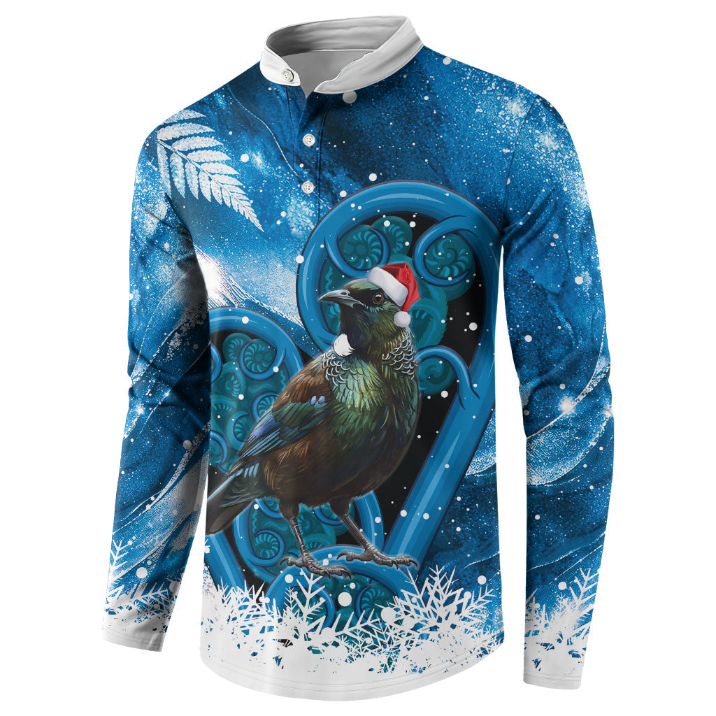 Tui Bird New Zealand Christmas In July Button Sweatshirt NZ Aroha Koru Fern Marble Vibes LT14 - Polynesian Pride