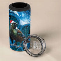 Tui Bird New Zealand Christmas In July 4 in 1 Can Cooler Tumbler NZ Aroha Koru Fern Marble Vibes LT14 - Polynesian Pride