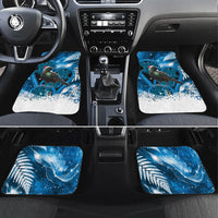 Tui Bird New Zealand Christmas In July Car Mats NZ Aroha Koru Fern Marble Vibes LT14 Set 4pcs Blue - Polynesian Pride