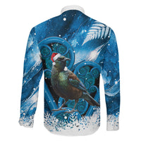 Tui Bird New Zealand Christmas In July Family Matching Off The Shoulder Long Sleeve Dress and Hawaiian Shirt NZ Aroha Koru Fern Marble Vibes LT14 - Polynesian Pride